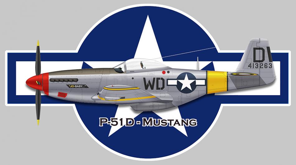 Sticker P-51 D MUSTANG WW2 AV010 : Couleur Course