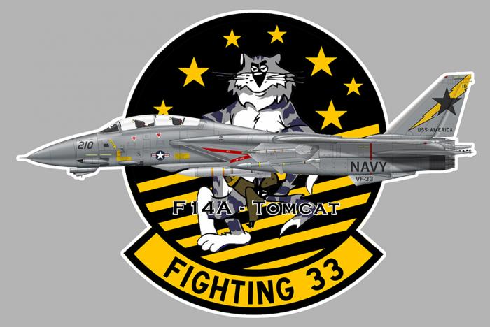 Sticker F14 TOMCAT FIGHTING 33 : Couleur Course