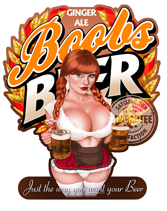 Sticker BOOBS BEER PINUP : Couleur Course