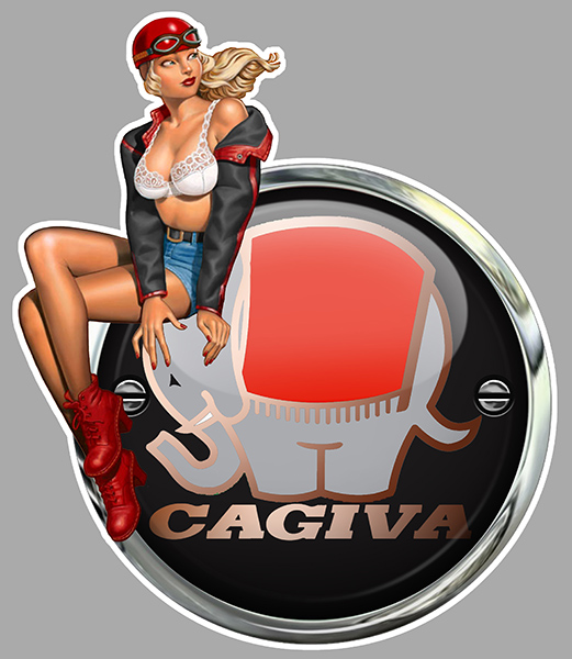 Sticker PINUP CAGIVA : Couleur Course