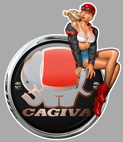 Sticker PINUP CAGIVA : Couleur Course