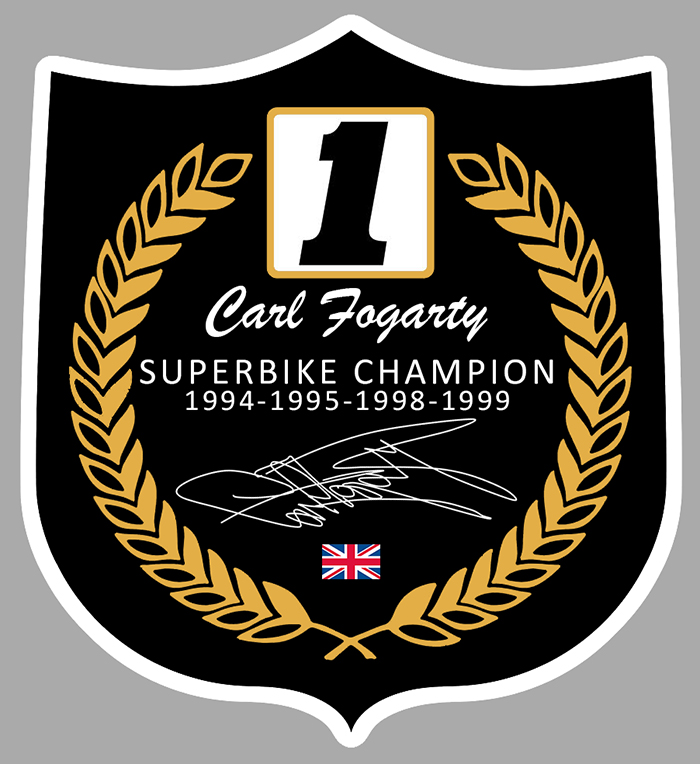 Sticker CARL FOGARTY SUPERBIKE CHAMPION : Couleur Course