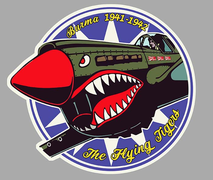 Sticker P40 CURTISS FLYING TIGERS TIGRES VOLANTS : Couleur Course