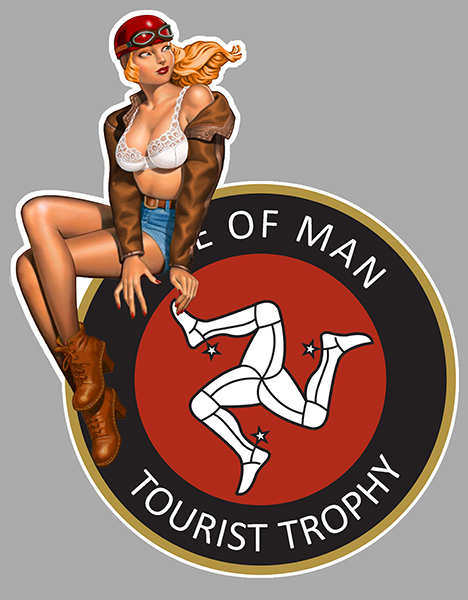 Sticker ISLE OF MAN TOURIST TROPHY TT PINUP : Couleur Course
