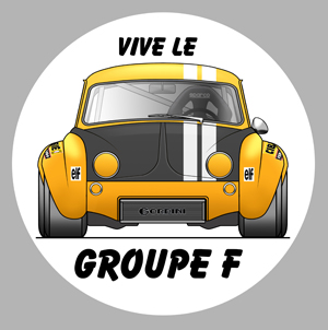Sticker GROUPE F RENAULT DAUPHINE VA028 : Couleur Course