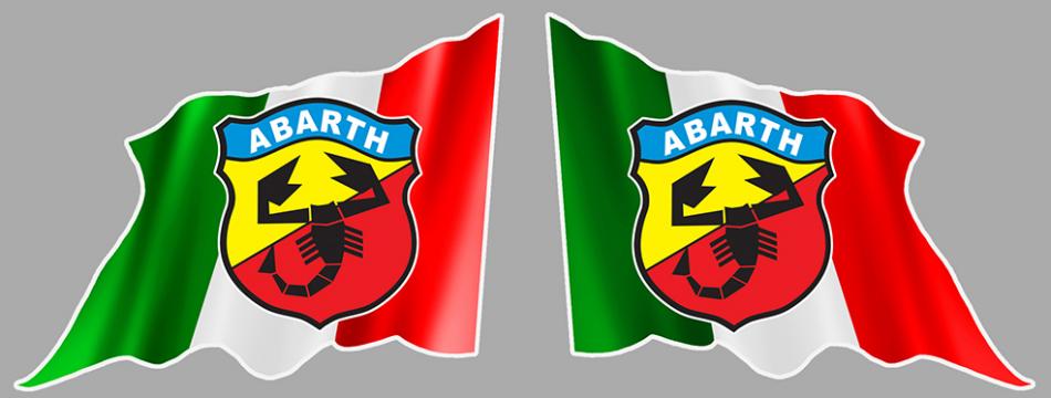 Sticker 2 X ABARTH DRAPEAUX ITALIE G+D : Couleur Course