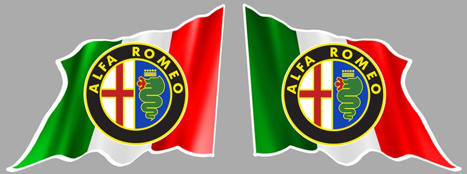 Sticker 2 X ALFA ROMEO DRAPEAUX ITALIE G+D : Couleur Course