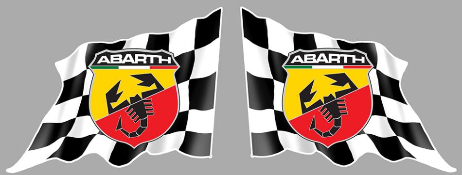 Sticker 2 X ABARTH DRAPEAUX DAMIERS G+D : Couleur Course