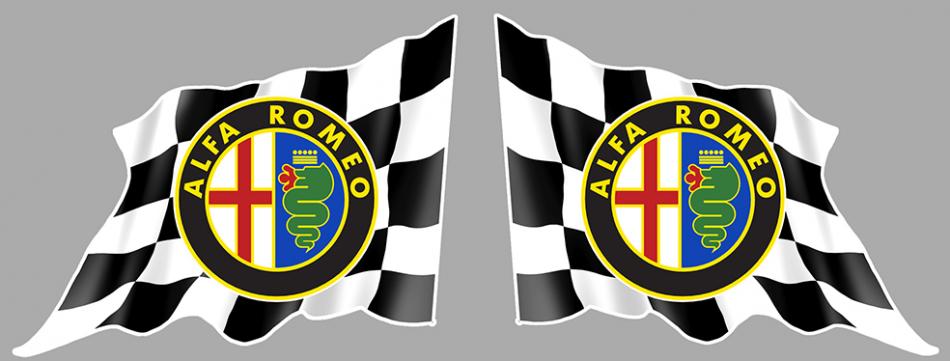 Sticker 2 X ALFA ROMEO DRAPEAUX DAMIERS : Couleur Course