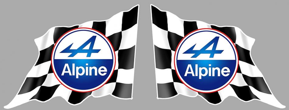 Sticker 2 X ALPINE DRAPEAUX DAMIERS : Couleur Course