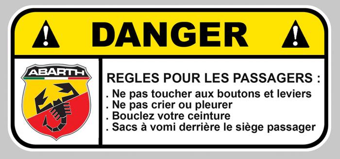 Sticker ABARTH DANGER : Couleur Course