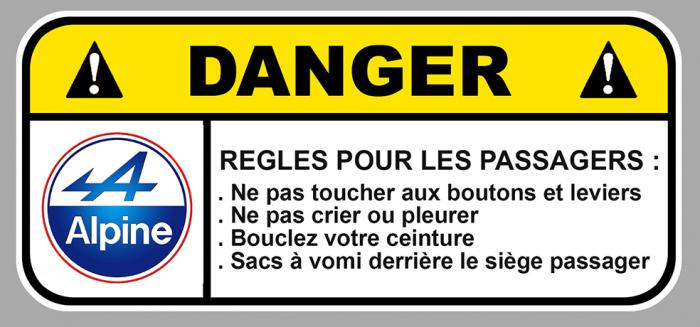 Sticker ALPINE DANGER : Couleur Course