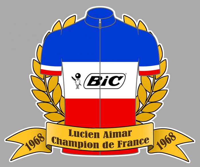 Sticker LUCIEN AIMAR CHAMPION DE FRANCE 1968 : Couleur Course