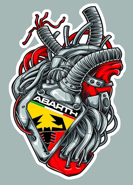 Sticker ABARTH COEUR PASSION : Couleur Course