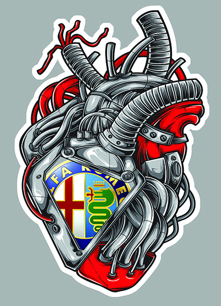 Sticker ALFA ROMEO COEUR PASSION : Couleur Course