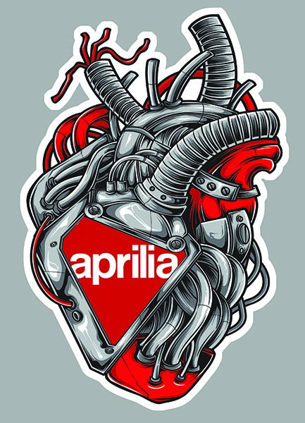 Sticker APRILIA COEUR PASSION : Couleur Course