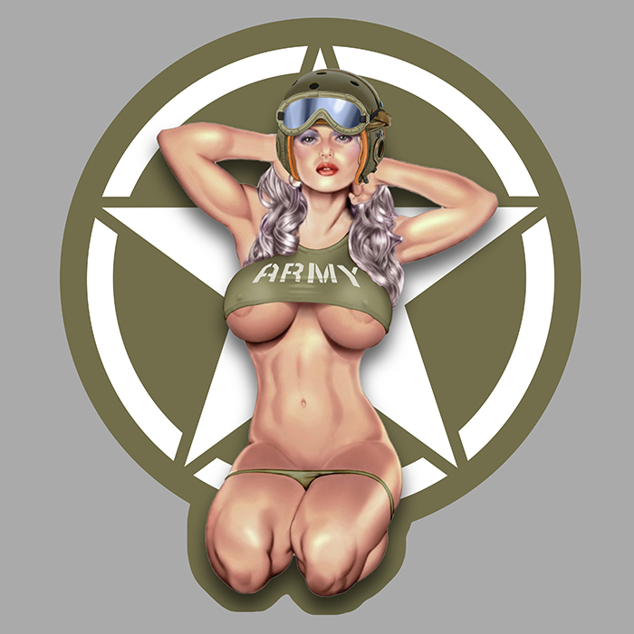 Sticker PINUP ARMY TANK : Couleur Course