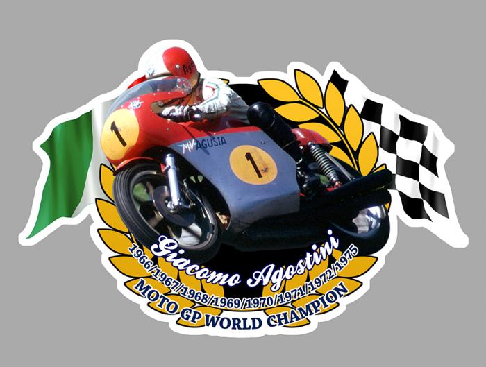 Sticker GIACOMO AGOSTINI WORLD CHAMPION : Couleur Course