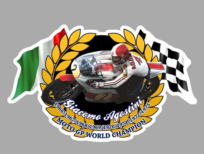 Sticker GIACOMO AGOSTINI WORLD CHAMPION : Couleur Course