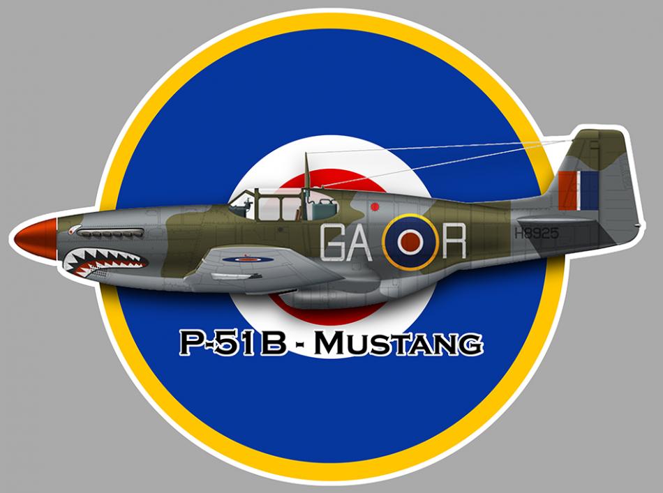 Sticker P-51 B MUSTANG RAF WW2 AV013 : Couleur Course