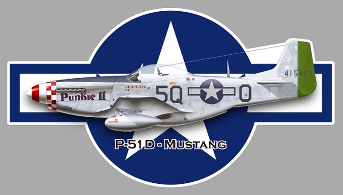 Sticker P-51 D MUSTANG : Couleur Course