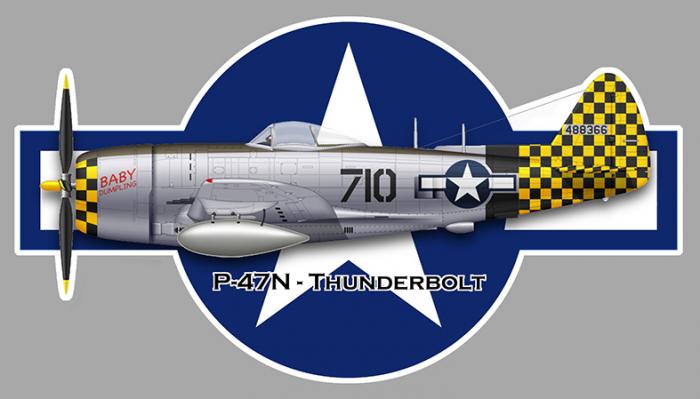 Sticker P-47 THUNDERBOLT : Couleur Course