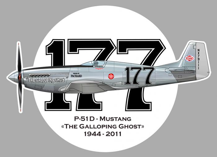 Sticker P-51 D MUSTANG GALLOPING GHOST RENO : Couleur Course