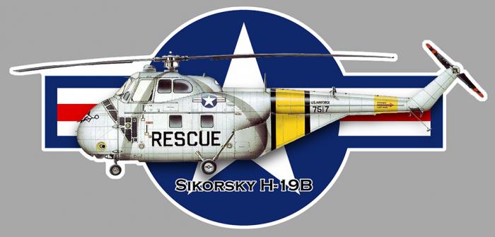 Sticker  SIKORSKY H19 RESCUE : Couleur Course