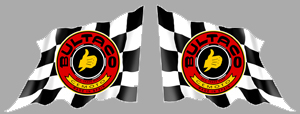 Sticker 2 X BULTACO DRAPEAUX DAMIERS : Couleur Course