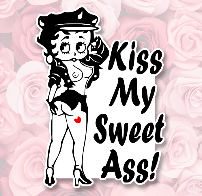 Sticker PINUP BETTY BOOP KISS MY ASS : Couleur Course