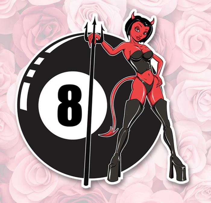 Sticker DIABLESSE SEXY BOULE 8 : Couleur Course