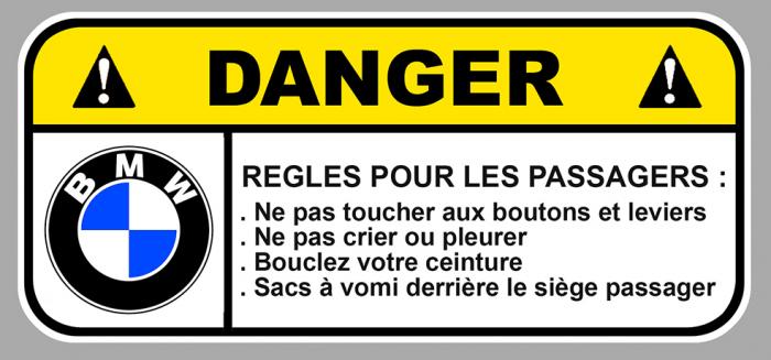 Sticker BMW DANGER : Couleur Course