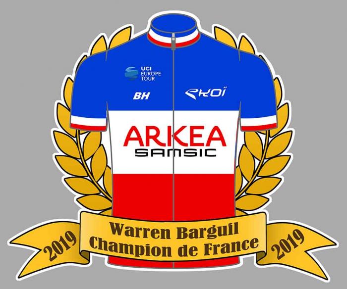 Sticker WARREN BARGUIL CHAMPION DE FRANCE 2019 : Couleur Course