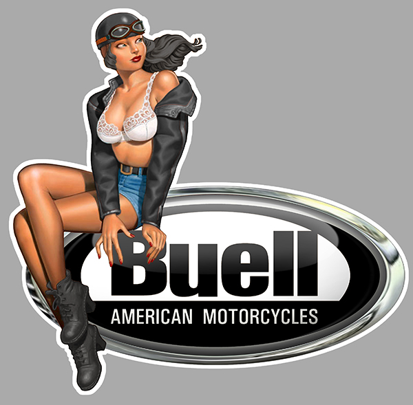 Sticker PINUP BUELL HARLEY DAVIDSON : Couleur Course
