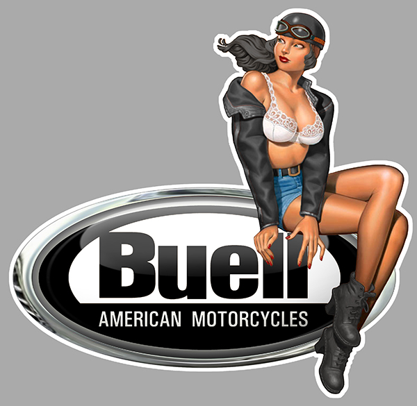 Sticker PINUP BUELL HARLEY DAVIDSON : Couleur Course