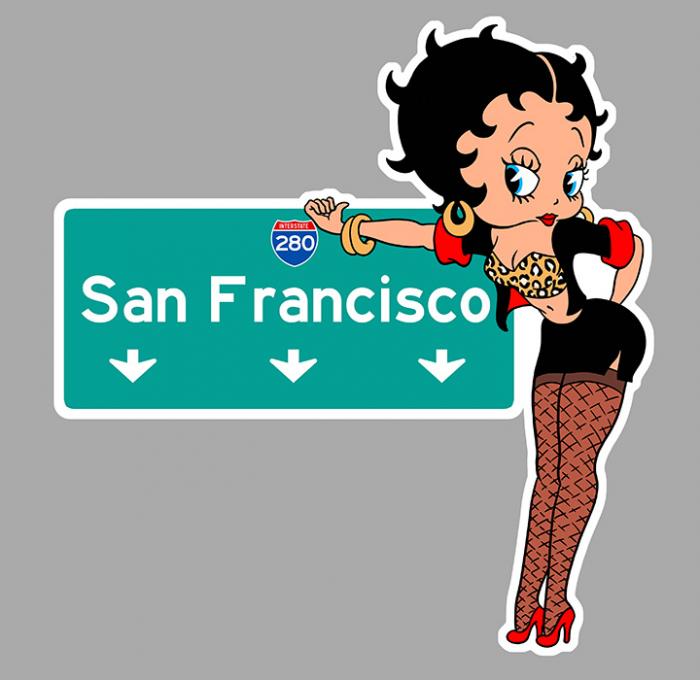 Sticker SAN FRANCISCO AUTO STOP BETTY BOOP : Couleur Course