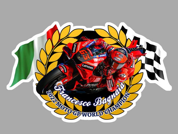 Sticker FRANCESCO BAGNAIA WORLD CHAMPION : Couleur Course