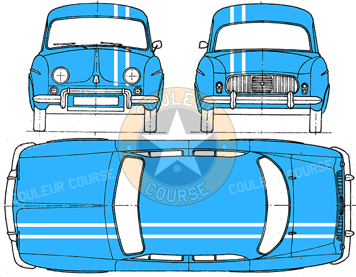 Sticker BANDES RENAULT DAUPHINE GORDINI : Couleur Course