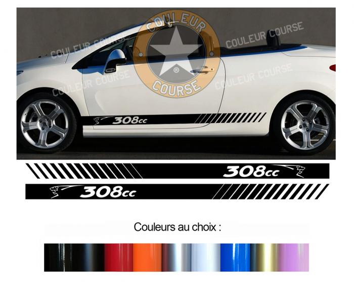 Sticker BANDES PEUGEOT 308CC : Couleur Course