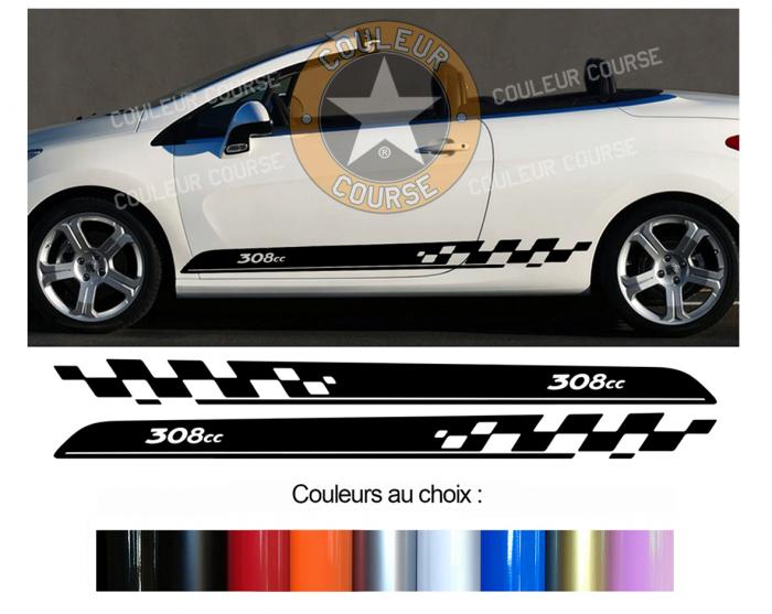 Sticker BANDES PEUGEOT 308CC : Couleur Course