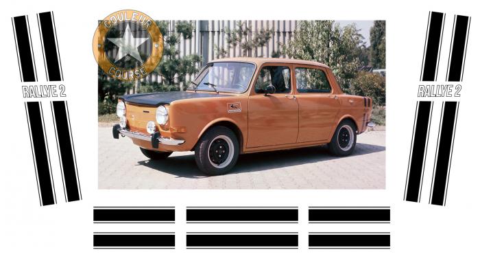 Sticker BANDES SIMCA RALLYE 2  : Couleur Course