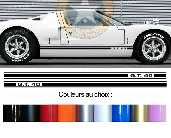 Sticker BANDES FORD GT40 : Couleur Course