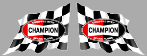 Sticker 2 X DRAPEAUX CHAMPION : Couleur Course