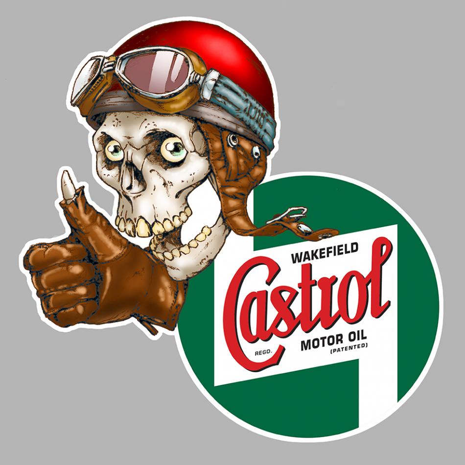 Sticker CASTROL TETE DE MORT CA079G : Couleur Course