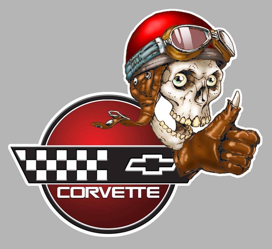 Sticker CORVETTE TETE DE MORT : Couleur Course