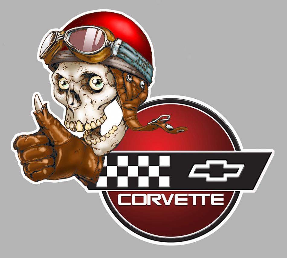 Sticker CORVETTE TETE DE MORT : Couleur Course