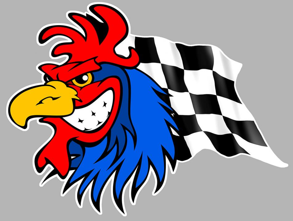 Sticker COQ DRAPEAU DAMIERS CA112 : Couleur Course