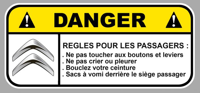 Sticker CITROEN DANGER : Couleur Course