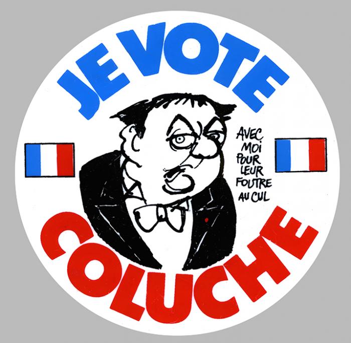 Sticker JE VOTE COLUCHE : Couleur Course