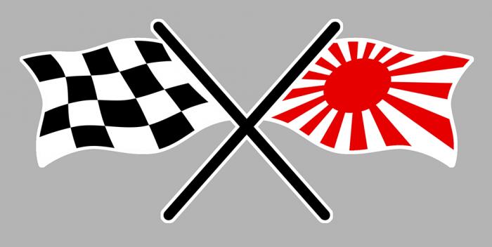 Sticker DRAPEAU DAMIERS JAPON : Couleur Course